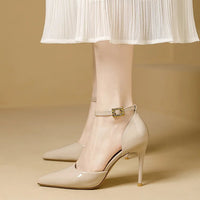 Pointy Toe Elegant Women Shoes Stilettos Office Sandals For Ladies Cover Heel Ankle Strap Sandals
