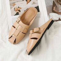 Designer Women Sandals Mules Summer Roman Slippers Fashion Buckle Woven Casual Soft sole Shoes