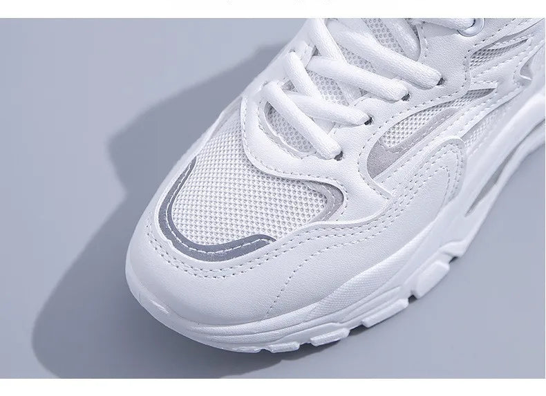 Women's Casual Breathable Leather Sneakers Versatile Flat Heel Shock Absorption Comfortable and Fashionable Shoes
