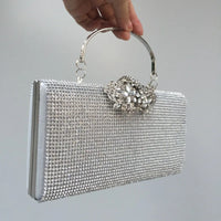 Diamond Encrusted Dinner Bag And Clutch, Square Hard Box Fully Lined With Diamonds.