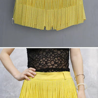 Tassel Short Shorts Women's Diamond Embellished Mid-Waist Dance Denim Hot Pants Outerwear Fashionable Korean Style Sexy