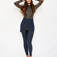 Muslim Swimwear Women Modest Patchwork Hijab Long Sleeves Sport Swimsuit 3pcs Islamic Burkinis Wear Bathing Suit
