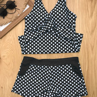 Women Dots Tankini Plus Size Swimwear Push Up Two Piece Swimsuit with Shorts High Waist Bathing Suit 2XL Polka Print Beachwear