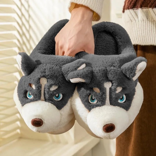Women Indoor Slippers Cute Cartoon Dog Shoes Couples Home Floor Slides Anti-slip  Female House Footwear
