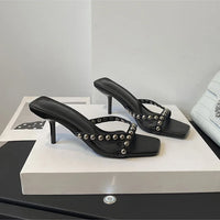Women Shoes Modern Slippers Metal Rivet Designer Summer Party Shoes Women Mules Slides
