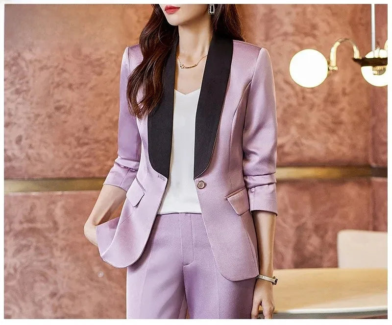 Elegant Casual Fashionable Women's Semi formal Suit Cotton Suit Jacket Matching Set Business Attire High End Workwear