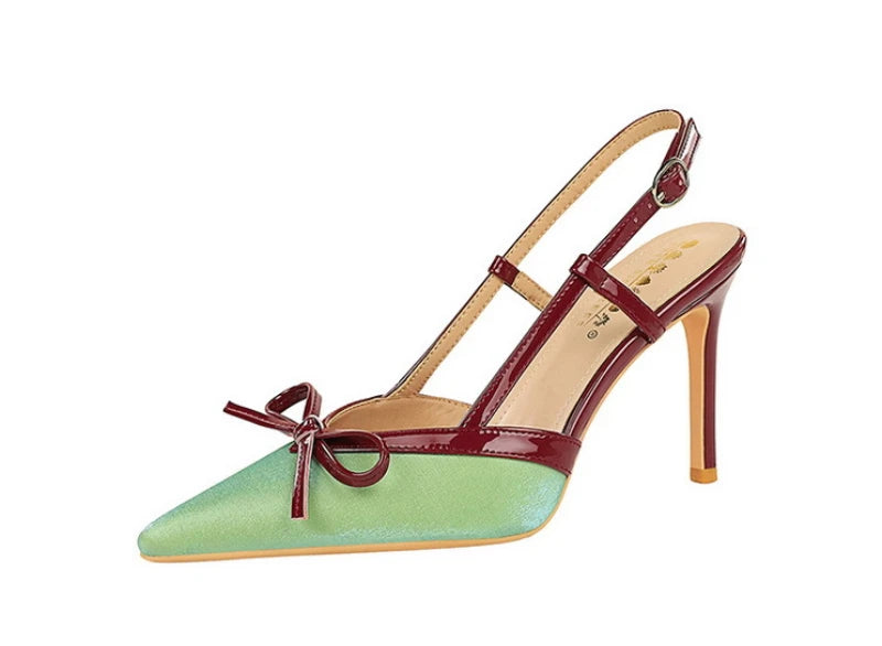 Bow Slim Heels High-End Women's Without Being Tired From Behind The Feet And Tripping Women's Singles Shoes