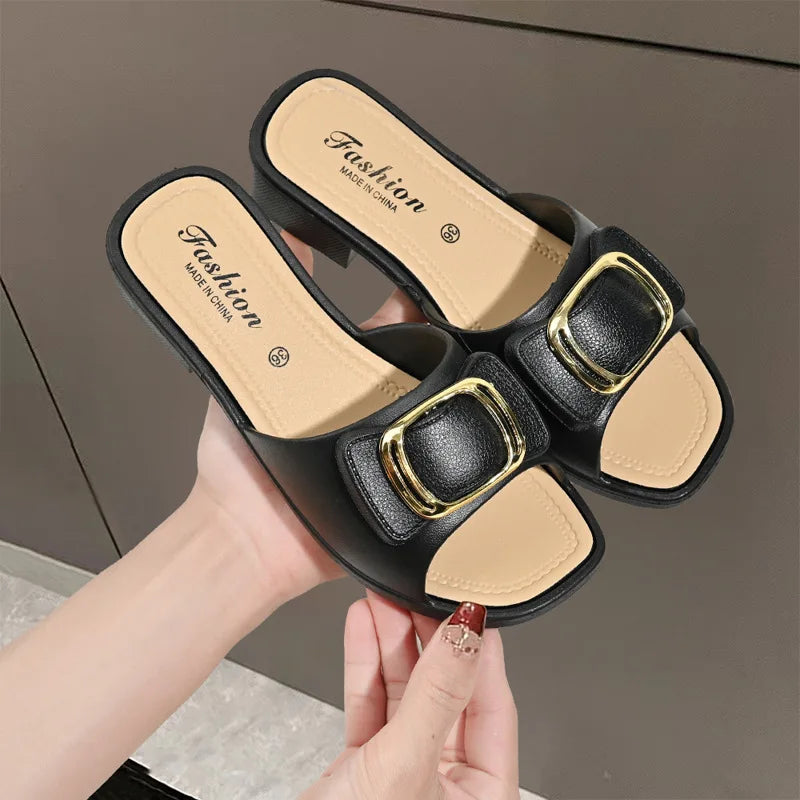 Women's Versatile Sandals - Fashion Thick Sole Flip Flops, Non-Slip Durable Outdoor Slides for Beach/Street Wear - Natalia Home Fashion