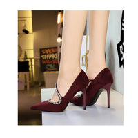 Banquet Pointed Toe High Heels Diamond Chain One-Strip Thin Heel Super High Heels Light Mouth Elegant Lace-Up