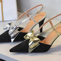 French Style Velvet Pointed Toe High Heels Hollow out Embroidery Butterfly Knot Party Shoes Women's Low Heel Single Shoes