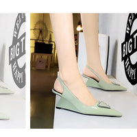 Spring Candy Fashion Pointed Toe Women Pumps Sling back Wedges High Heels Party Prom Mules Shoes