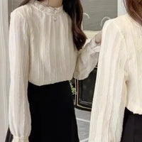 Elegant Lady Long Sleeve Half High Collar Base Shirt Fashionable Women's Top Quality Material Comfortable Fit