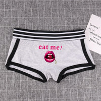 Fashion Girls Boxer EAT ME Cherry In The Mouth Cotton Underwear Sexy Boys shorts for Women Ladies Shorts Comfortable Home Panties