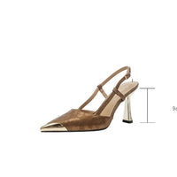 Women's Pumps Sexy Stiletto Sandals Fashion Metallic Pointed Toe Rear Hollow Out High Heels Single Shoes Lady Sandals