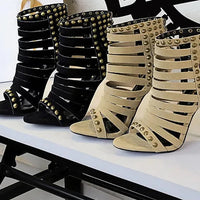 Rivet Roman Shoes, Retro Super High Heel Women's Shoes