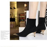 High Heels Women Ankle Boots Sexy Pointed Toe Leather Shoes Women Party Boots Dress  Chelsea Boots