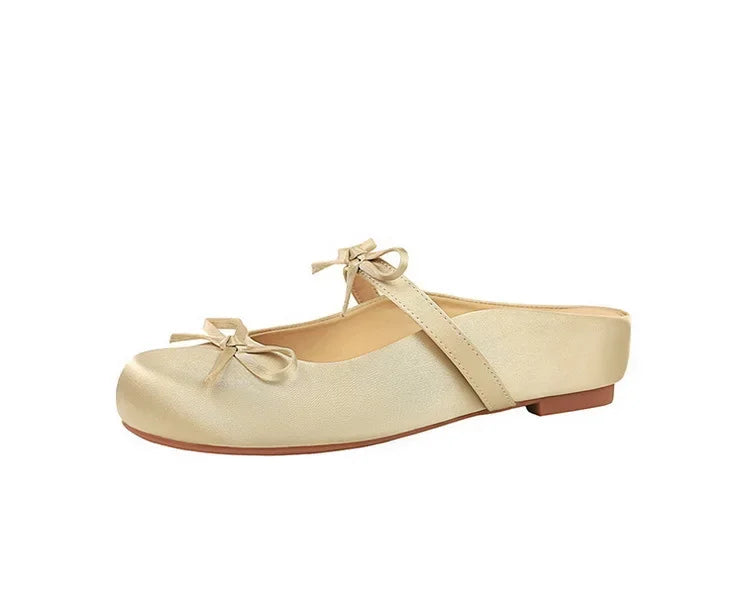 Ladies Slippers Bowknot Silks Satins Women Shoes Round Head Women Sandals Summer Shoes Women Slippers