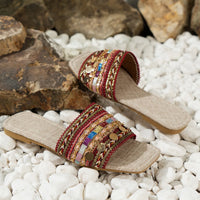Women's Sandals Summer Flat-bottomed Retro Toe Ladies Sandals