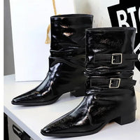 Pointed Fashion Women's Boots Retro Style Thick Heel Low Heel Medium Tube Women's Boots