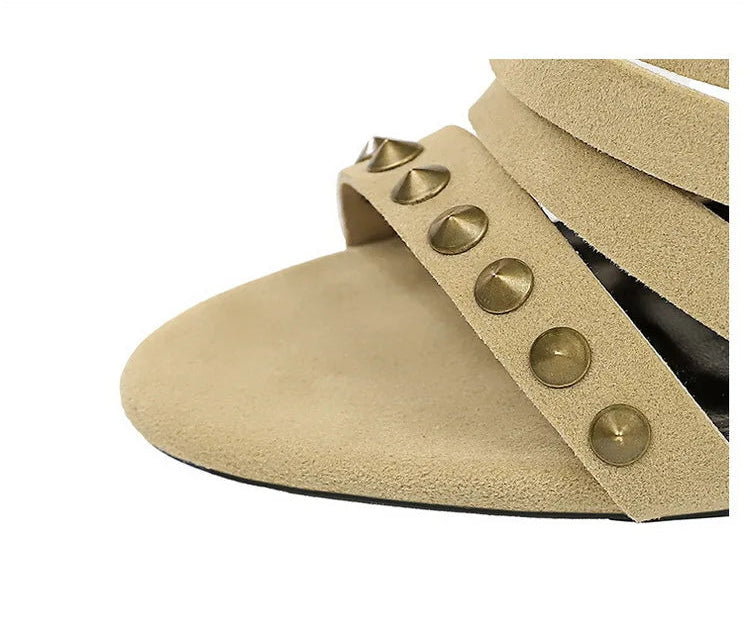 Rivet Roman Shoes, Retro Super High Heel Women's Shoes