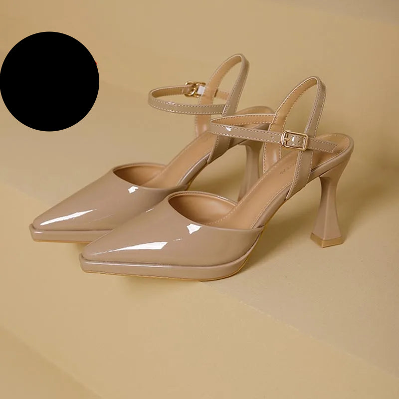 High Heels Sandals Women Fashion Solid Color Heels Sandals Pointed Toe Stiletto Ladies Commuting Single Shoes