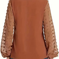 Nice Women Spring Summer Style Blouses Shirts Lady Casual V-Neck Long Lantern Sleeve Solid Color Blouse Tops Natalia Home Fashion    Natalia Home Fashion