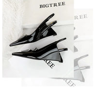 Spring Candy Fashion Pointed Toe Women Pumps Sling back Wedges High Heels Party Prom Mules Shoes