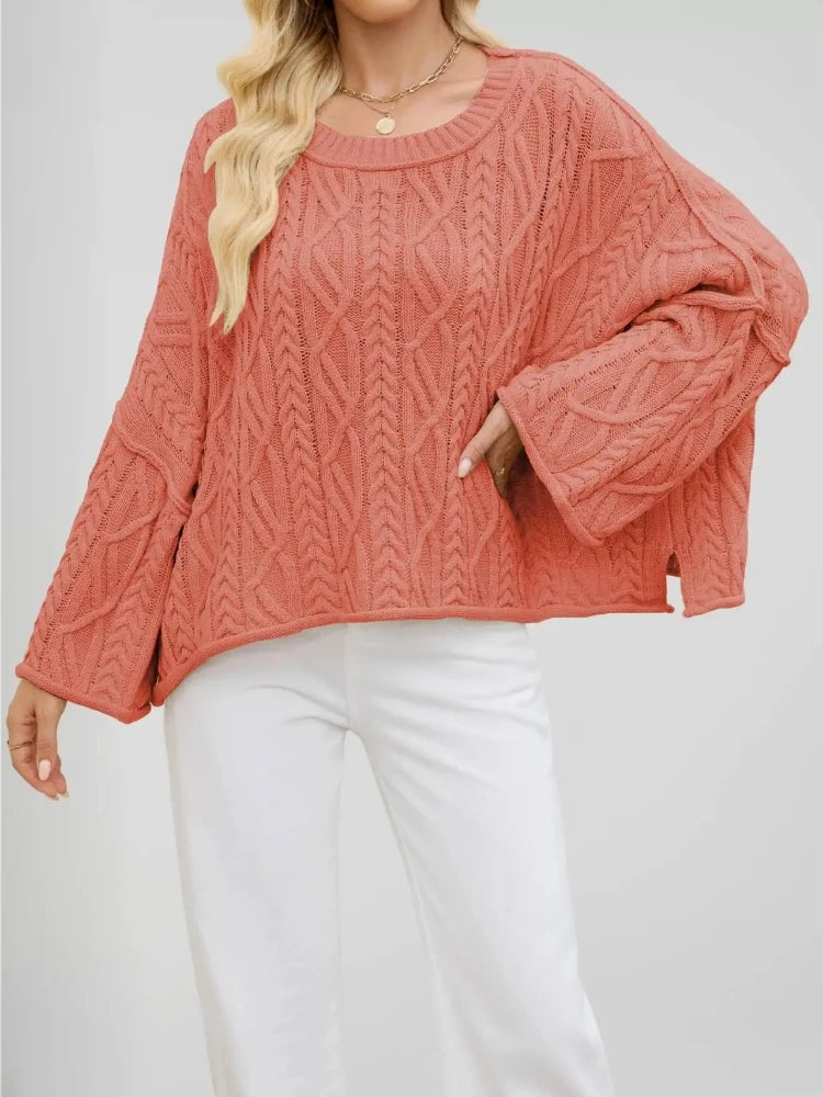 Autumn Winter Women Cable Knit Sweater Oversized Loose Pullover Long Sleeve Chunky Jumper Casual Warm Female Tops Clothing Natalia Home Fashion    Natalia Home Fashion