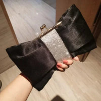 Bow women Cutch bag Luxury Party Satin Diamond Ladies Evening Bag lady Clutches small Chain messenger bags female wallet black Natalia Home Fashion    Natalia Home Fashion