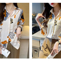 Spring Chiffon Shirt Women's Long-sleeved Printed Color Niche Chiffon