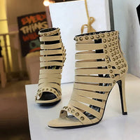 Rivet Roman Shoes, Retro Super High Heel Women's Shoes