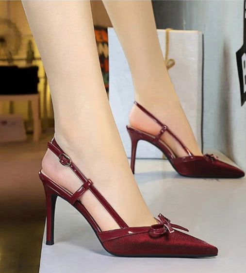 Bow Slim Heels High-End Women's Without Being Tired From Behind The Feet And Tripping Women's Singles Shoes