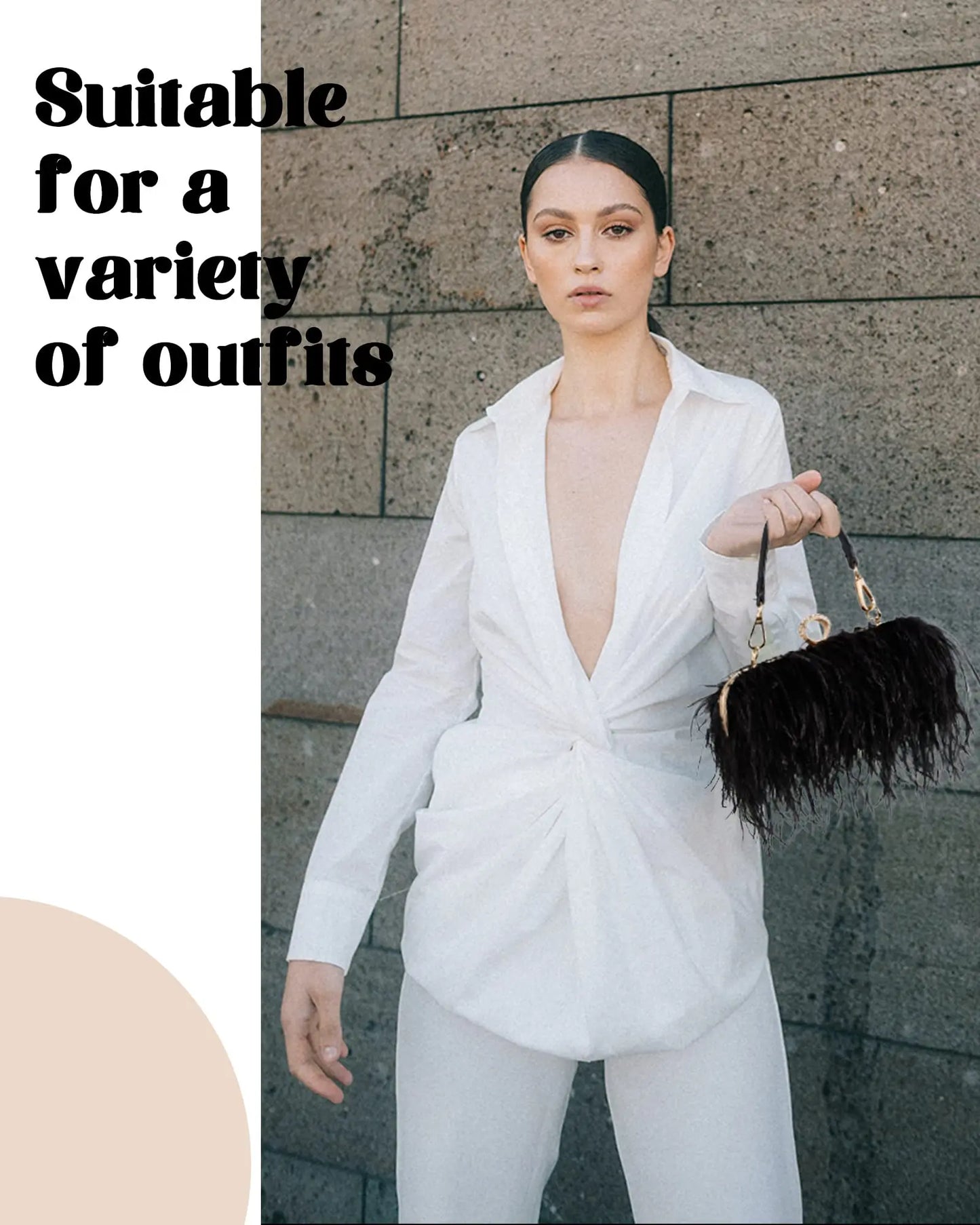 Women Ostrich Feather Clutch Purse Evening Bag Handbag Fluffy Purse Clutch Feather Evening Handbag For Wedding Anniversary Party