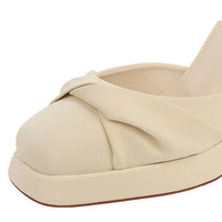 One-Strip Ultra-High Heel Sandals Platform Thick Heel Bow Women Shoes Square Toe Shallow Mouth Hollow Shoes