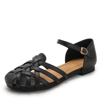 Luxury designer sandals Hollow Low-heeled Closed-toe Sandals for Women for Summer Outdoor Wear Roman Shoes