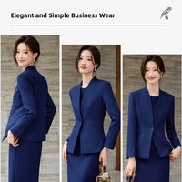 Elegant Professional Suit Dress Two-Piece Set Workwear Beauty Salon Uniform Long Sleeve Formal Outfit Polyester Fiber