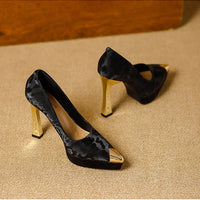 Fashion Women's Shoes Thin Block Heels 11cm Pointed Toe Shallow Mouth Ladies Pumps Party Shoes