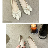 Soft Bottom Flat Casual Women's Shoes Butterfly Knot Slip-On Simple Design Shoes  Synthetic Leather