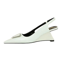 Spring Candy Fashion Pointed Toe Women Pumps Sling back Wedges High Heels Party Prom Mules Shoes