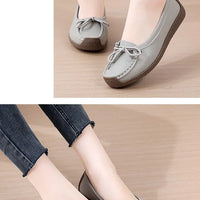 Luxury Shoes Cow tendon sole Women's Flats Anti slip shallow mouth soft soled shoes Solid color lace up
