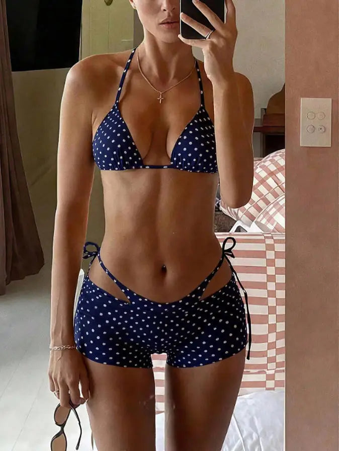 Polka Dot Sexy Bikinis Set Female Swimsuit Women Three-Piece Swimwear Beach Swim Wear Ladies Bathing Suits Bikini Pool Bathing Suit