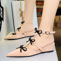 BIGTREE Fashion Butterfiy knot Pumps Women's Slippers Fashion Pointed Toe Ankle Strap Wedges Heels Party Shoes Zapatos De Mujer