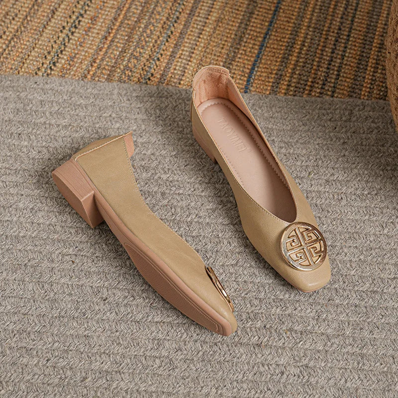 Shoes for Women Retro Ladies Flats Slip on Shoes Loafers Square Toe Shallow Mouth Women Casual Footwear Lightweight