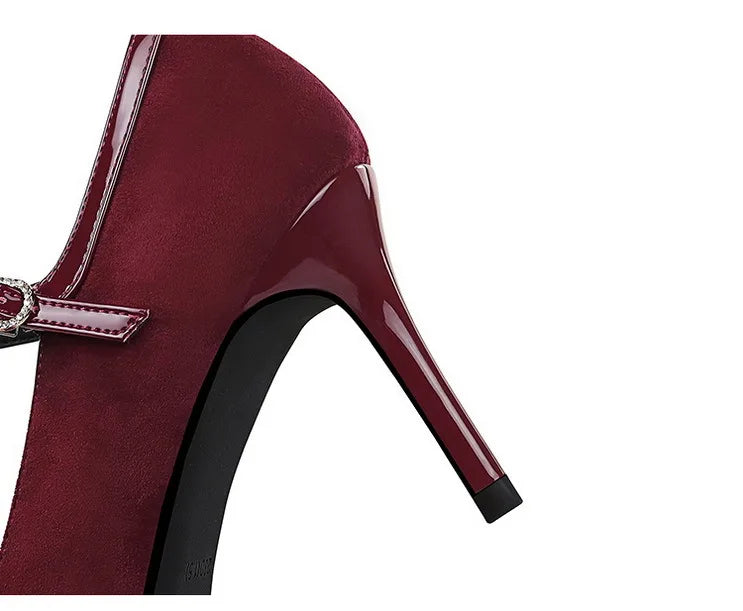 Banquet Bow Rivet T-button Pointed Head High Heel Women's Single Shoes