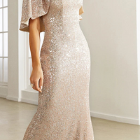 Cape Sleeves Sequined Evening Dress Mermaid Tail And Floor-Length Dress Elegant Dresses For Evening Dress