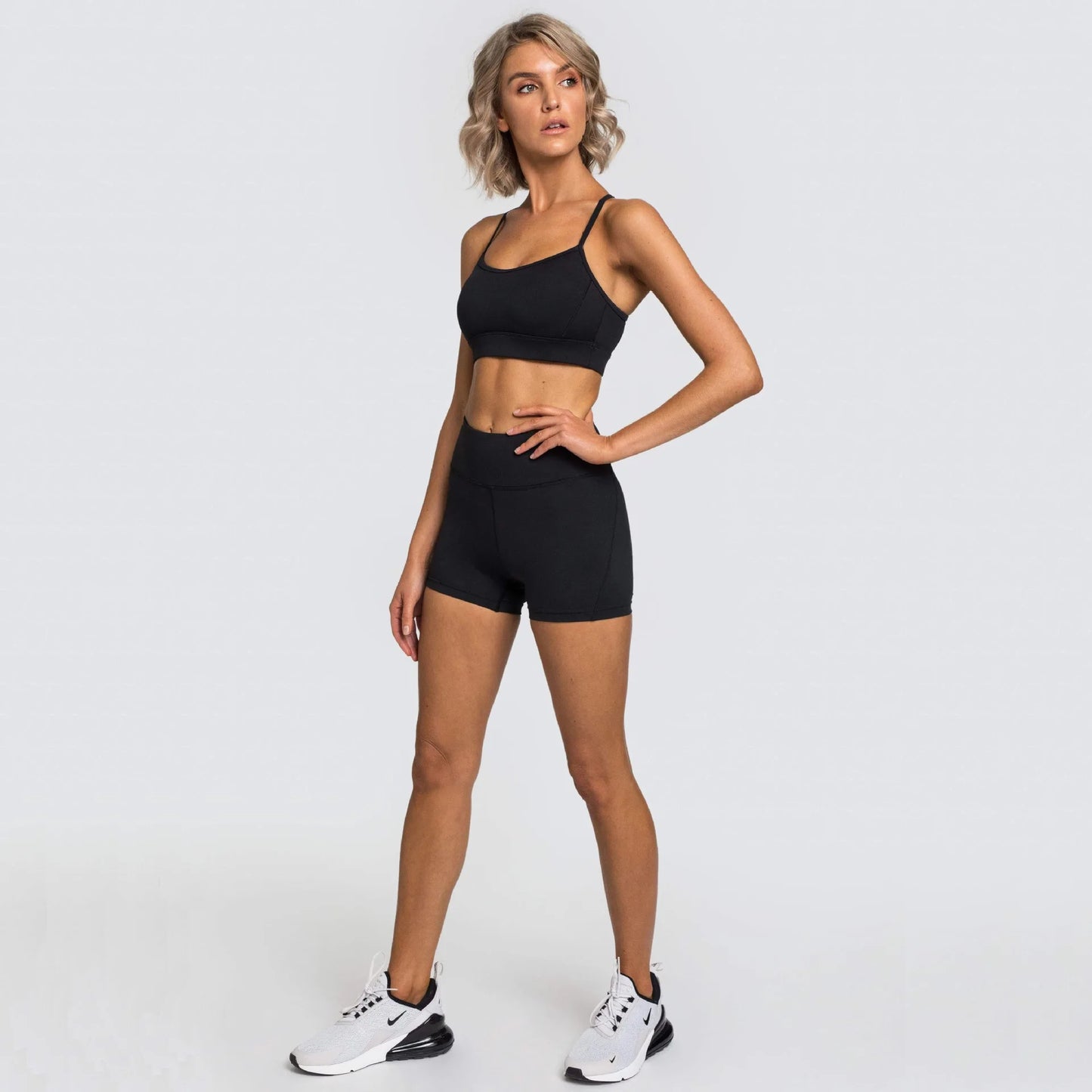 Seamless Yoga Two-piece Set Running Bra Shorts Sports Underwear Beauty Back Fitness Gym 2-piece Short Suit