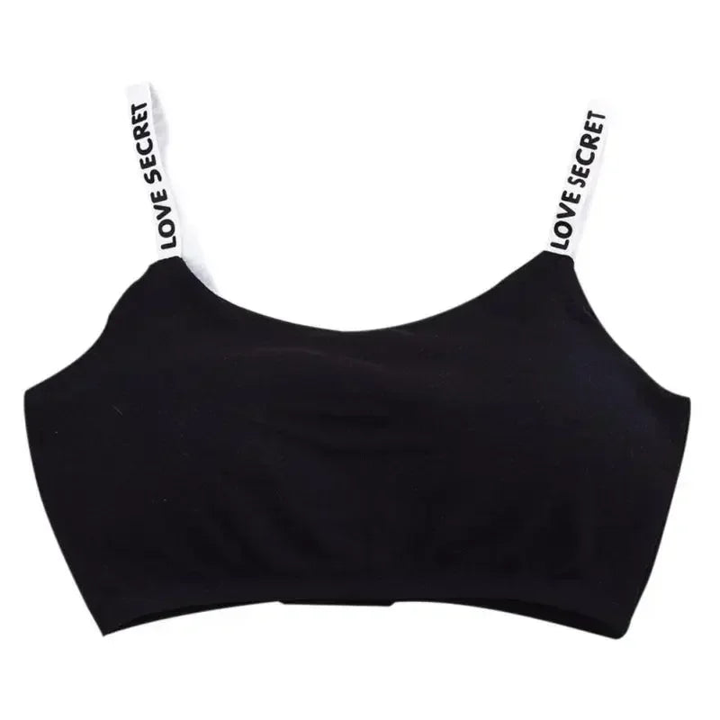 Women Active Bra Casual Top Letters Print Strap Cotton Top Fitness Gym Jogging Sleep Bra Girl Wire Free Bandeau Padded Bra Tops