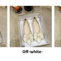 Soft Bottom Flat Casual Women's Shoes Butterfly Knot Slip-On Simple Design Shoes  Synthetic Leather