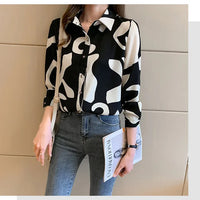 Elegant Long Sleeve Floral Print Chiffon Shirt Women's Versatile High-End Fashion Top Spring City Style Commute Shirt