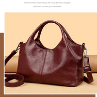 Fashionable Pure Color Basket Handbag Women's Commuter Bag Soft PU Leather Vintage Style Single Shoulder Bag with Internal Zipper